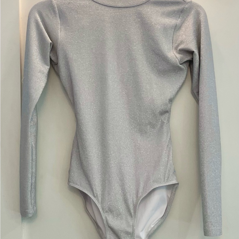 Eleve Molly Leotard in White Silver Lurex - Picture 3 of 5